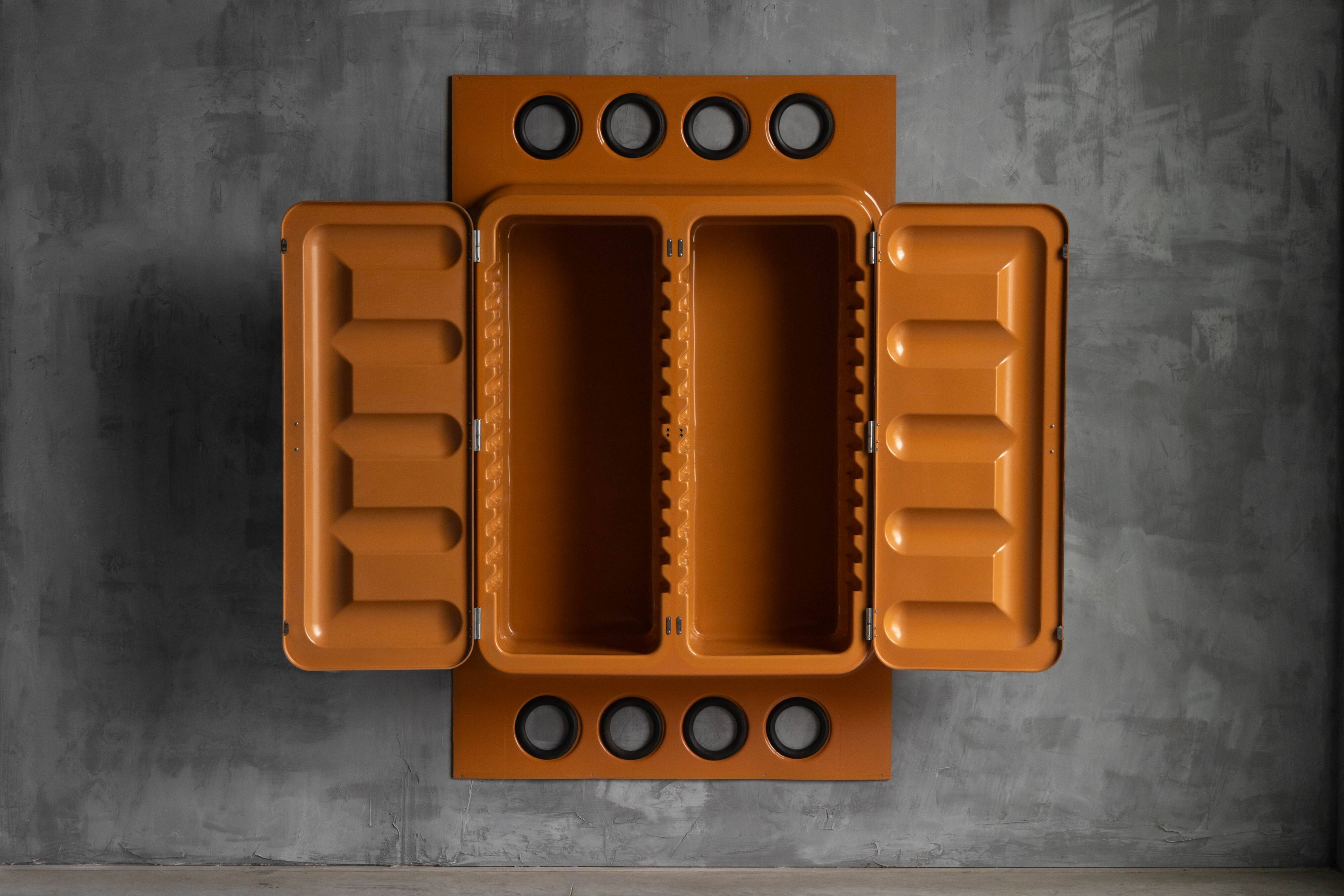Edition Somop Wardrobe in Orange Molded Plastic, France, 1970s
