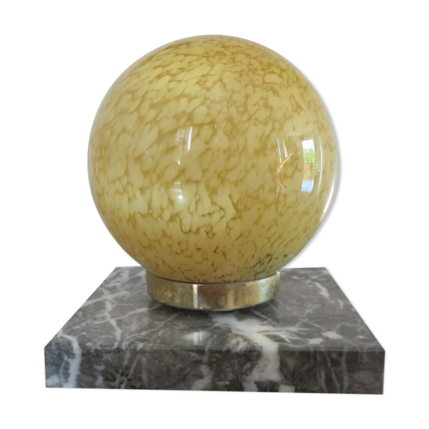 Glass lamp Clichy yellow and marble years 30/40
