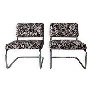 paire chaises salon - chrome 1970
