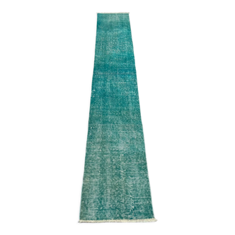 Vintage distressed turkish rug runner , 307 x 48 cm