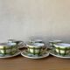 6 green and white checked coffee cups Moulin des Loups
