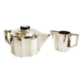 Théière et pot à lait Art Deco en métal argenté - Portugal
