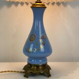 Table lamp with blue opal frame decorated with gold and of bronze, 1890s
