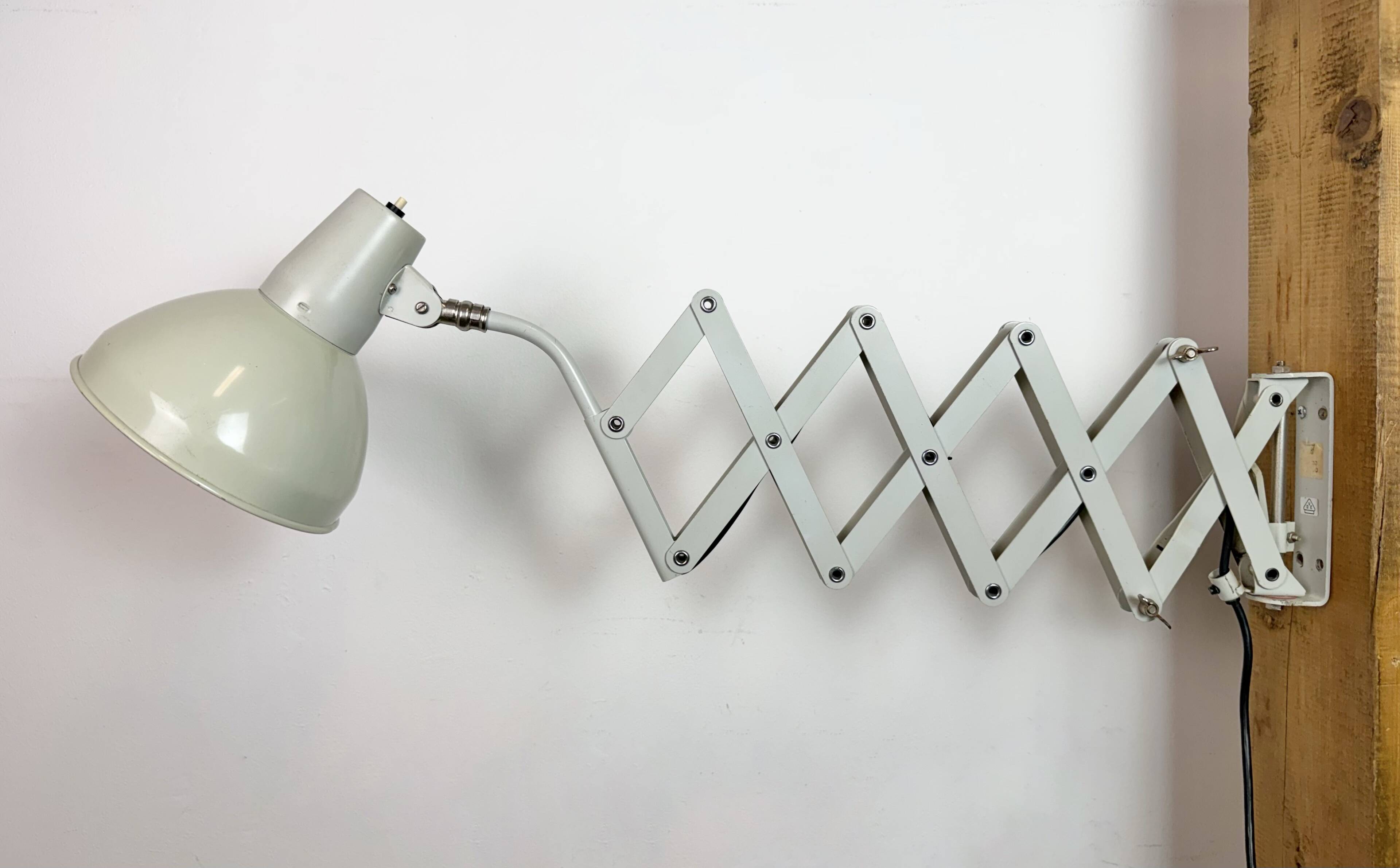 Grey German Industrial Scissor Wall Lamp from SIS, 1960s