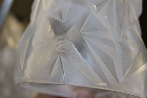 Lustre à plaques d'époque Art Déco signé Degué