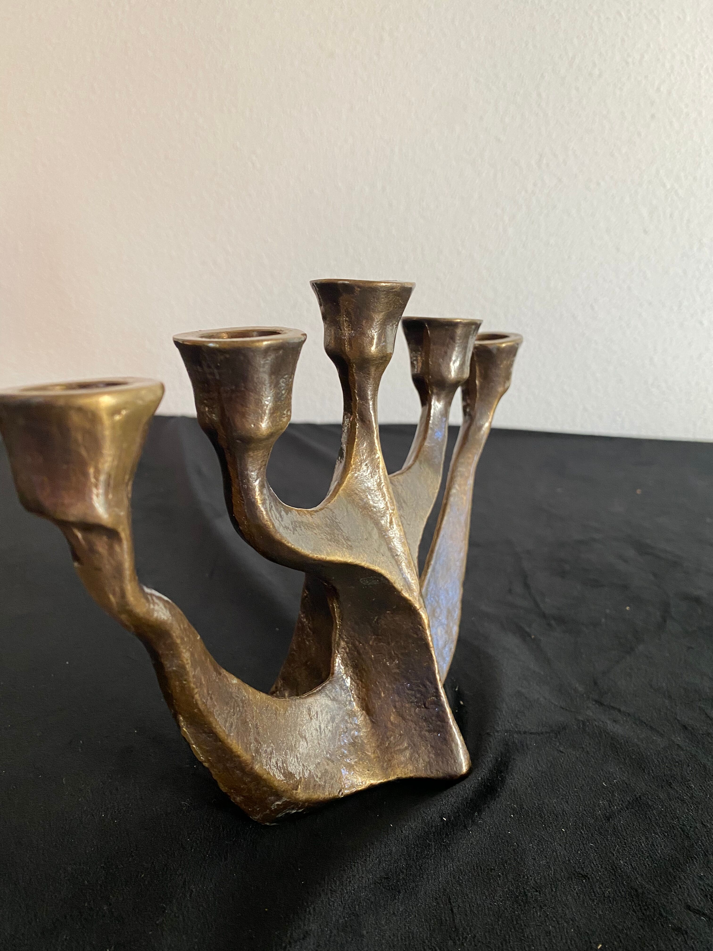 Old candlestick candlestick brutalist Gilde Handwerk solid Scandinavian brass