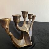 Old candlestick candlestick brutalist Gilde Handwerk solid Scandinavian brass