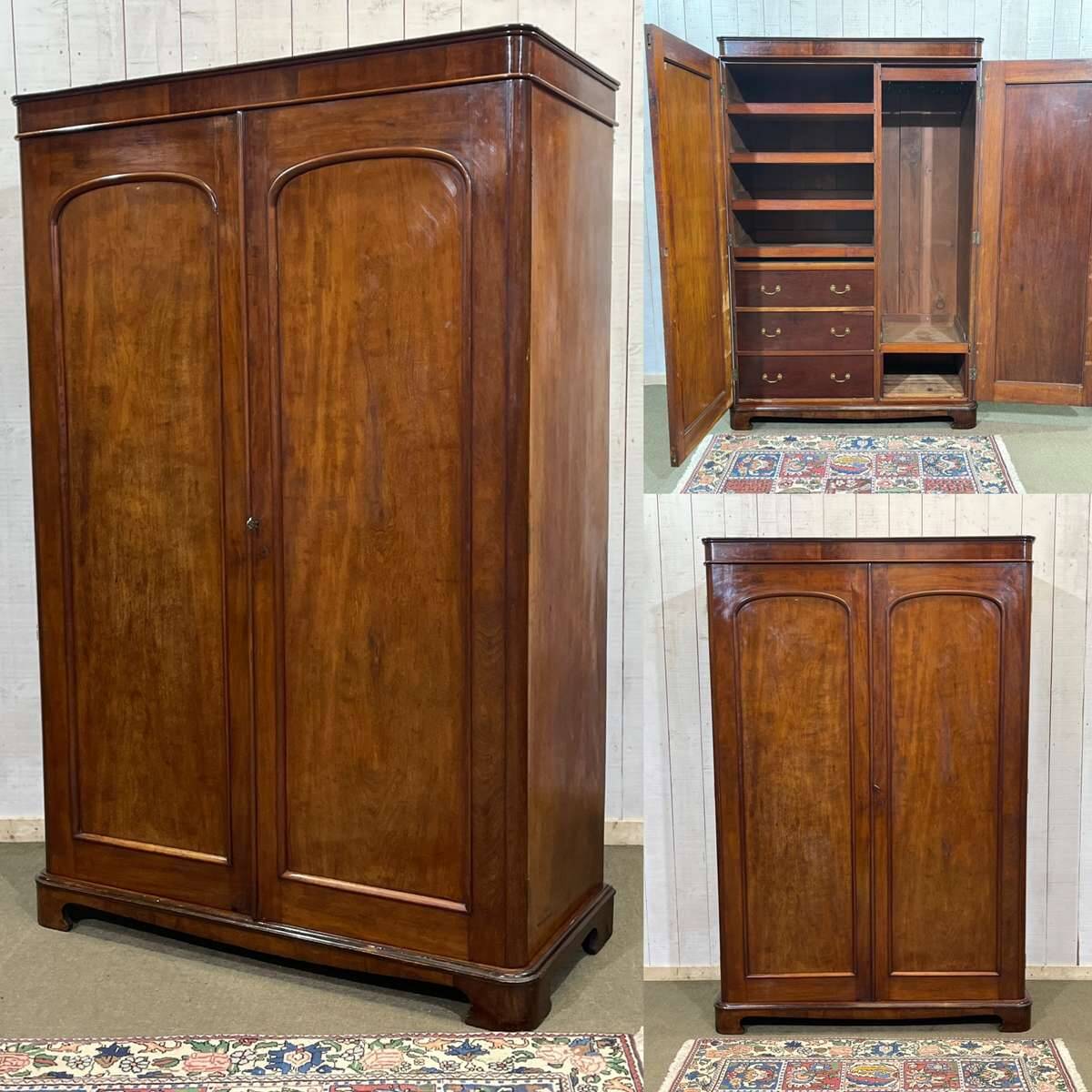 Armoire dressing Victorienne 19ème en acajou.