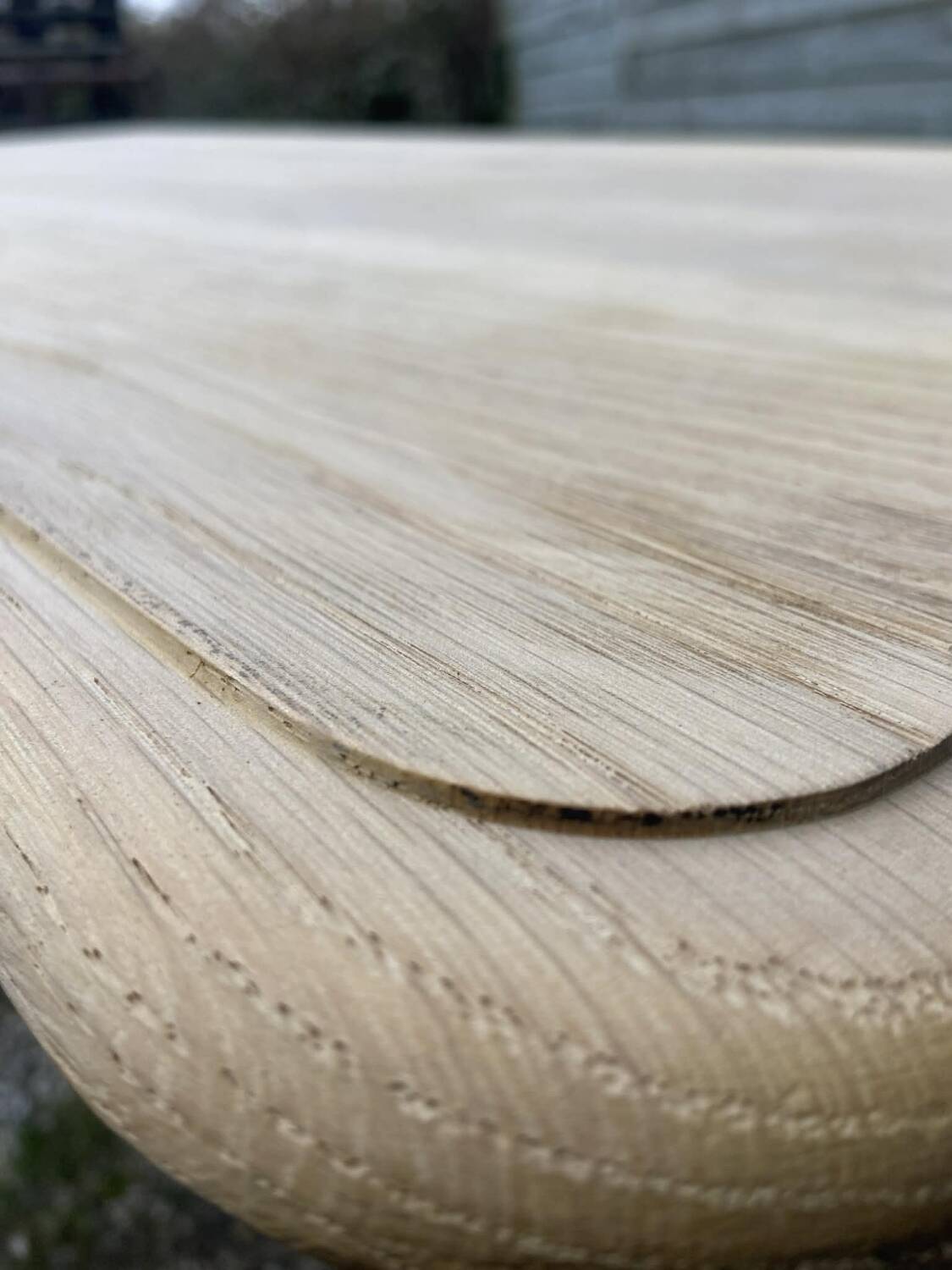 Raw wood dining table