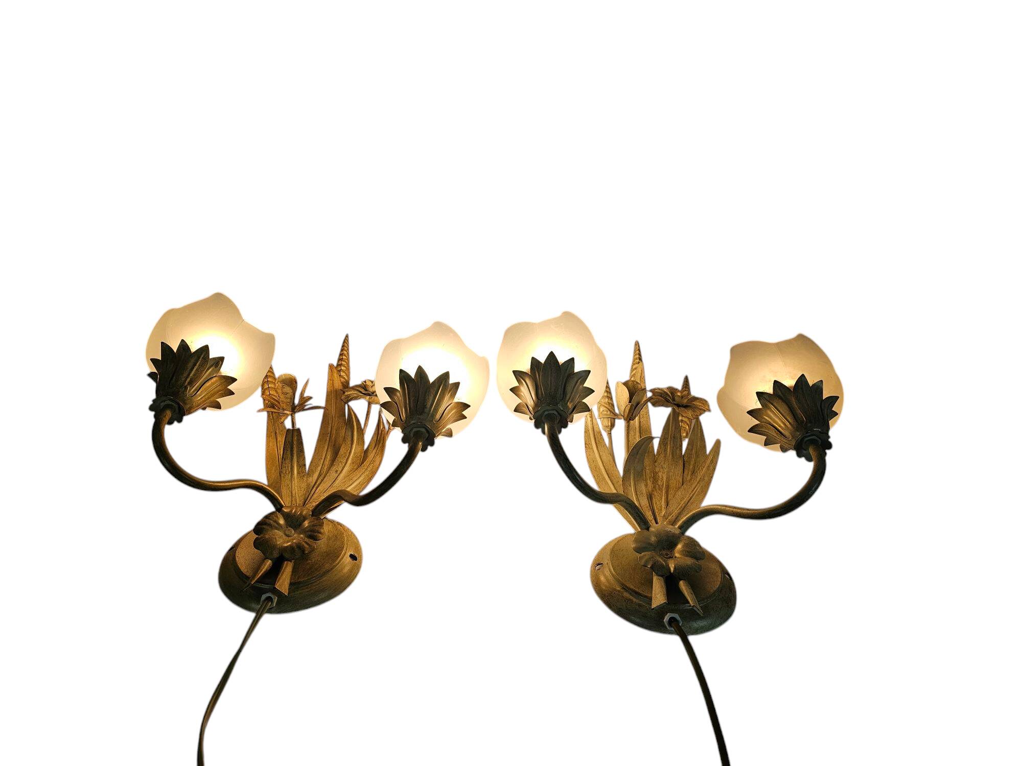 LS Italy  - vintage wall lamps (2)  - metal - gold - 70's