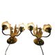 LS Italy  - vintage wall lamps (2)  - metal - gold - 70's