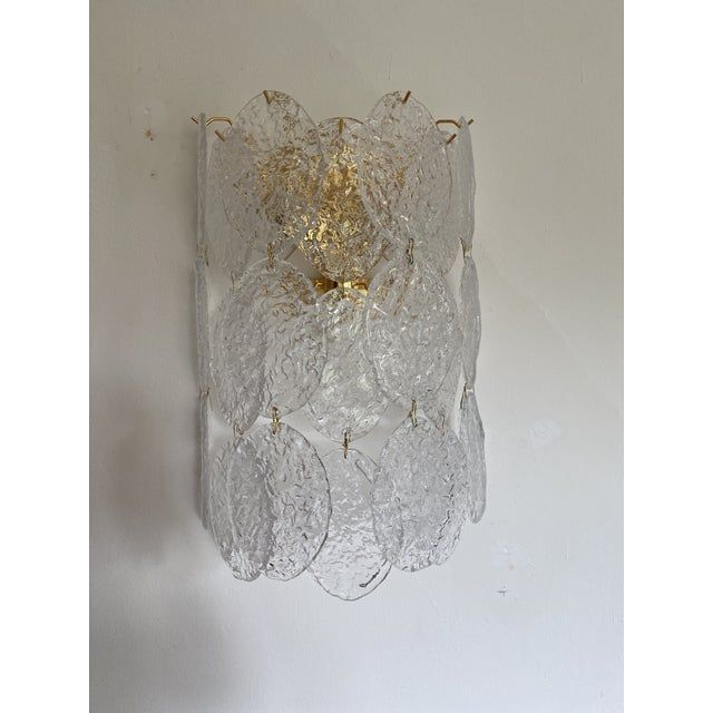 Contemporary murano glass "nuvoletta" disc 3 level wall light sconce
