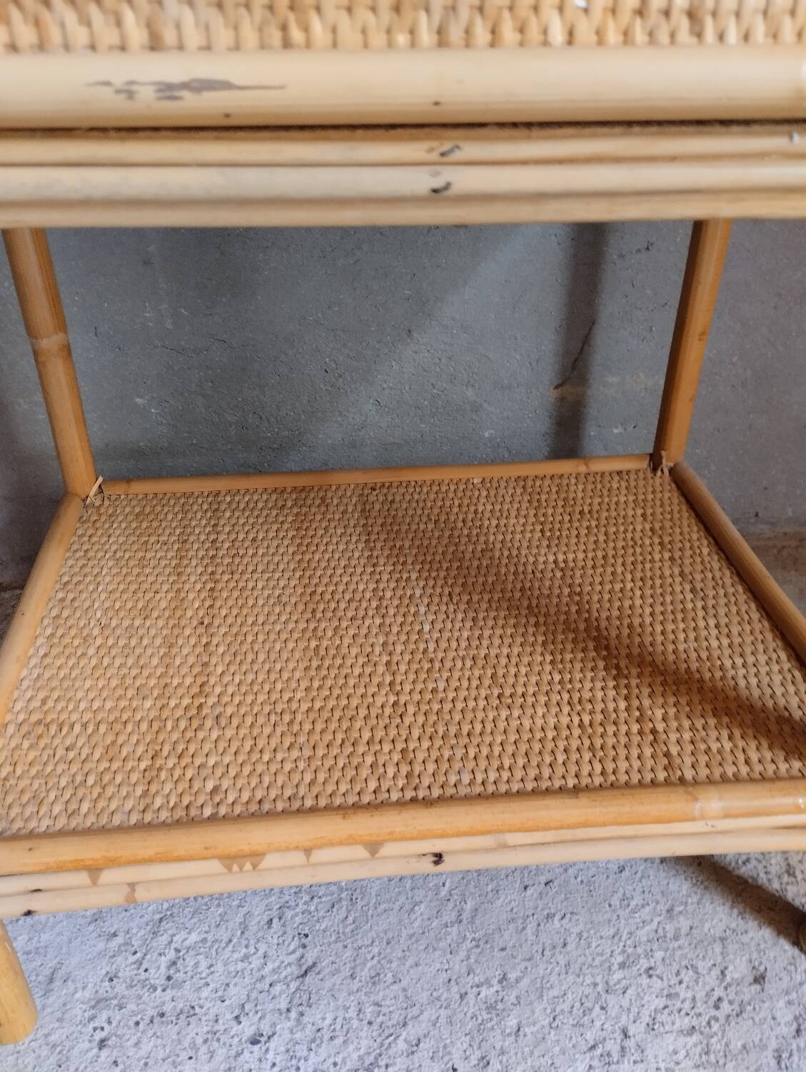 Pair of rattan bedside tables