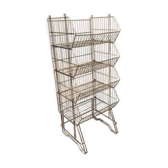 Vintage old shelf store wire wire basket modular industrial design 70s