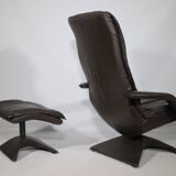 Design Leather Lounge Chair including Ottoman from the 1990s