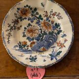 Set of 9 plates (hollow and flat) GIEN - Rooster and peonies - Late nineteenth / early twentieth century