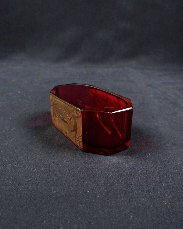 Vide poche en Cristal Moser Karlsbad Art Deco émaillé Améthyste et Or