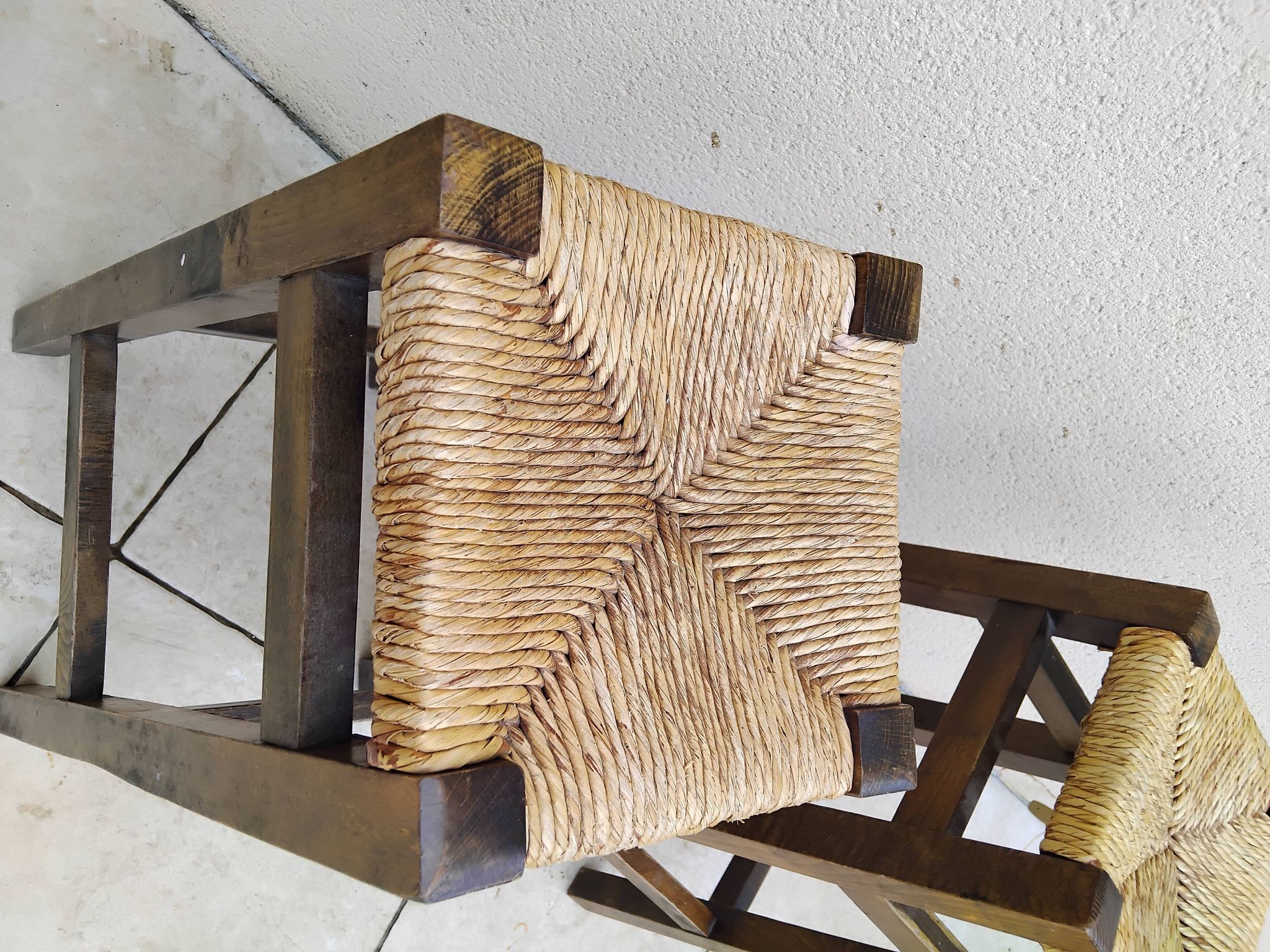 Paire de tabouret vintage assise paille