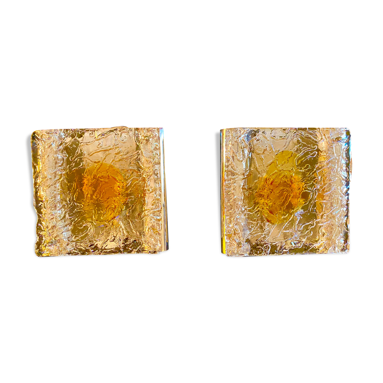 Pair of wall lamps Mazzega chrome structure