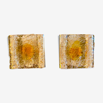 Pair of wall lamps Mazzega chrome structure