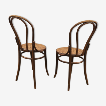 Pair of fischel chairs made in Austria curved wood