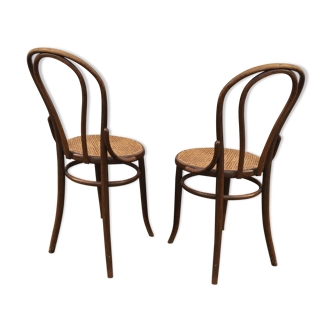 Pair of fischel chairs made in Austria curved wood