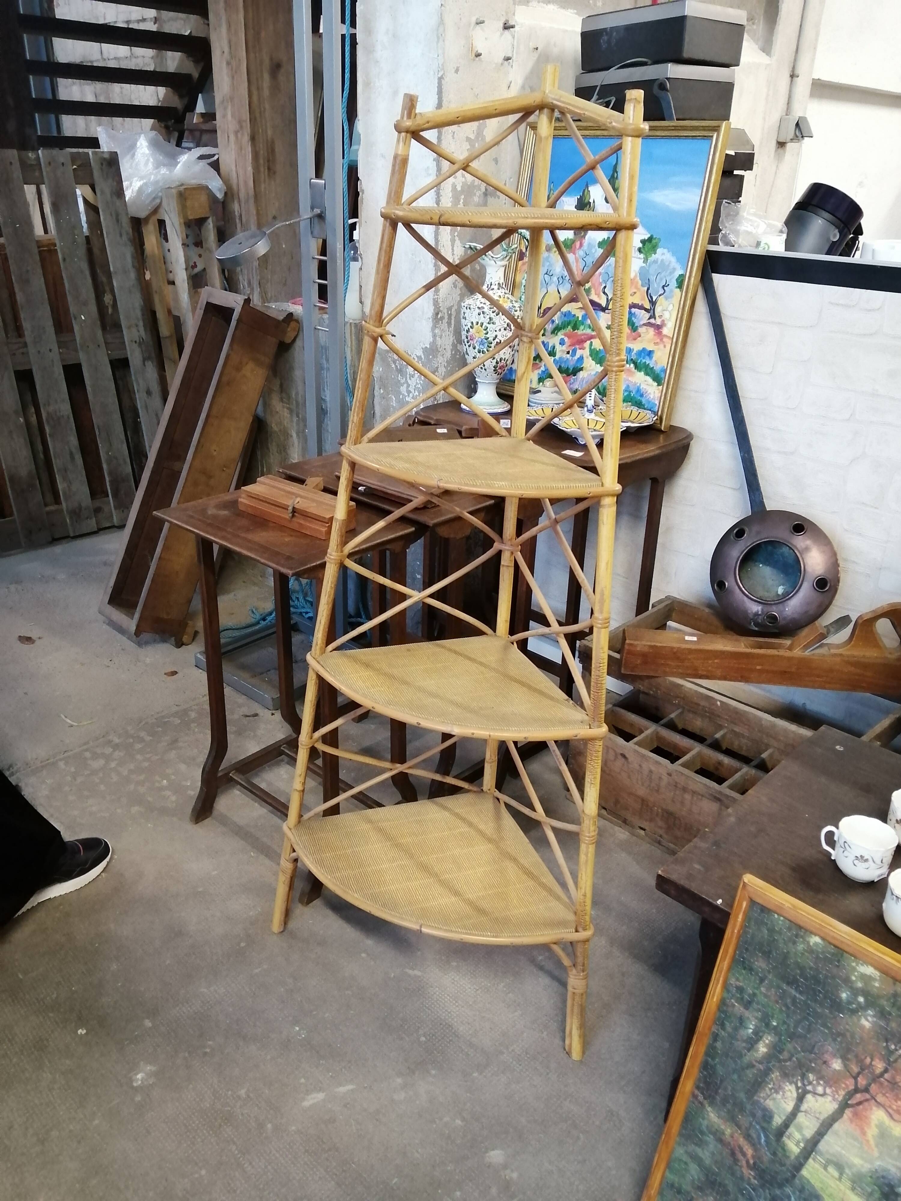 Bamboo rattan corner shelf
