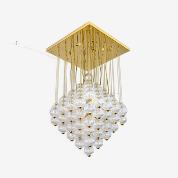 Venini mid century italian flushmount murano glass bubbles and brass chandelier