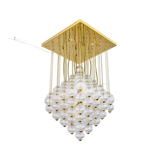 Venini mid century italian flushmount murano glass bubbles and brass chandelier