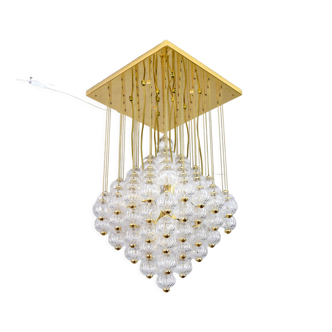 Venini mid century italian flushmount murano glass bubbles and brass chandelier