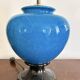 Ancien Lampe Balustre céramique Emaillée Bleue Italie Italy