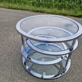 Round coffee table with swivel tops