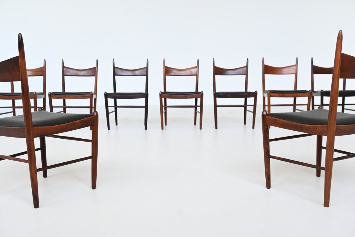 H. Vestervig Eriksen set of nine dining chairs rosewood Tromborg Denmark 1960