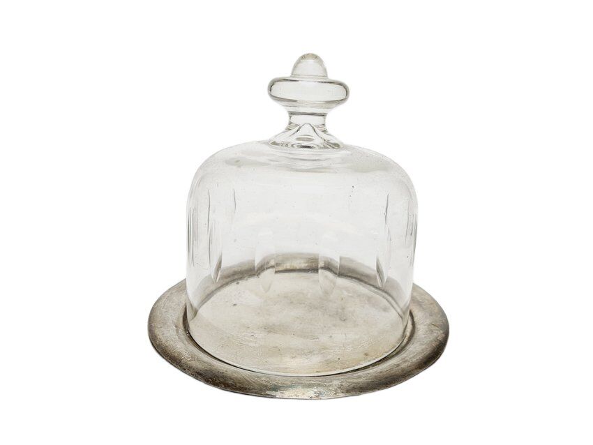 Art Nouveau bowl with crystal cake cover, Germany, 1920s, set of 2