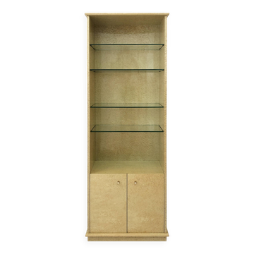 Vitrine haute en loupe d'érable moucheté des années 1980 de Studio Smania, style Memphis Milano vintage