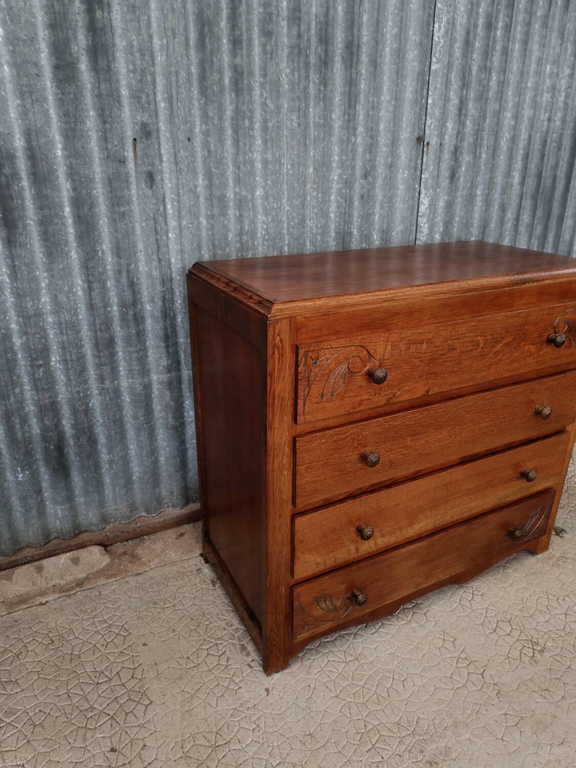 Commode en bois massif vintage style art déco