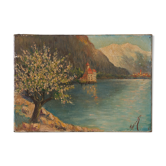 Peinture "le lac de montagne"