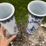 Pair of Delft vases with blue marine decoration