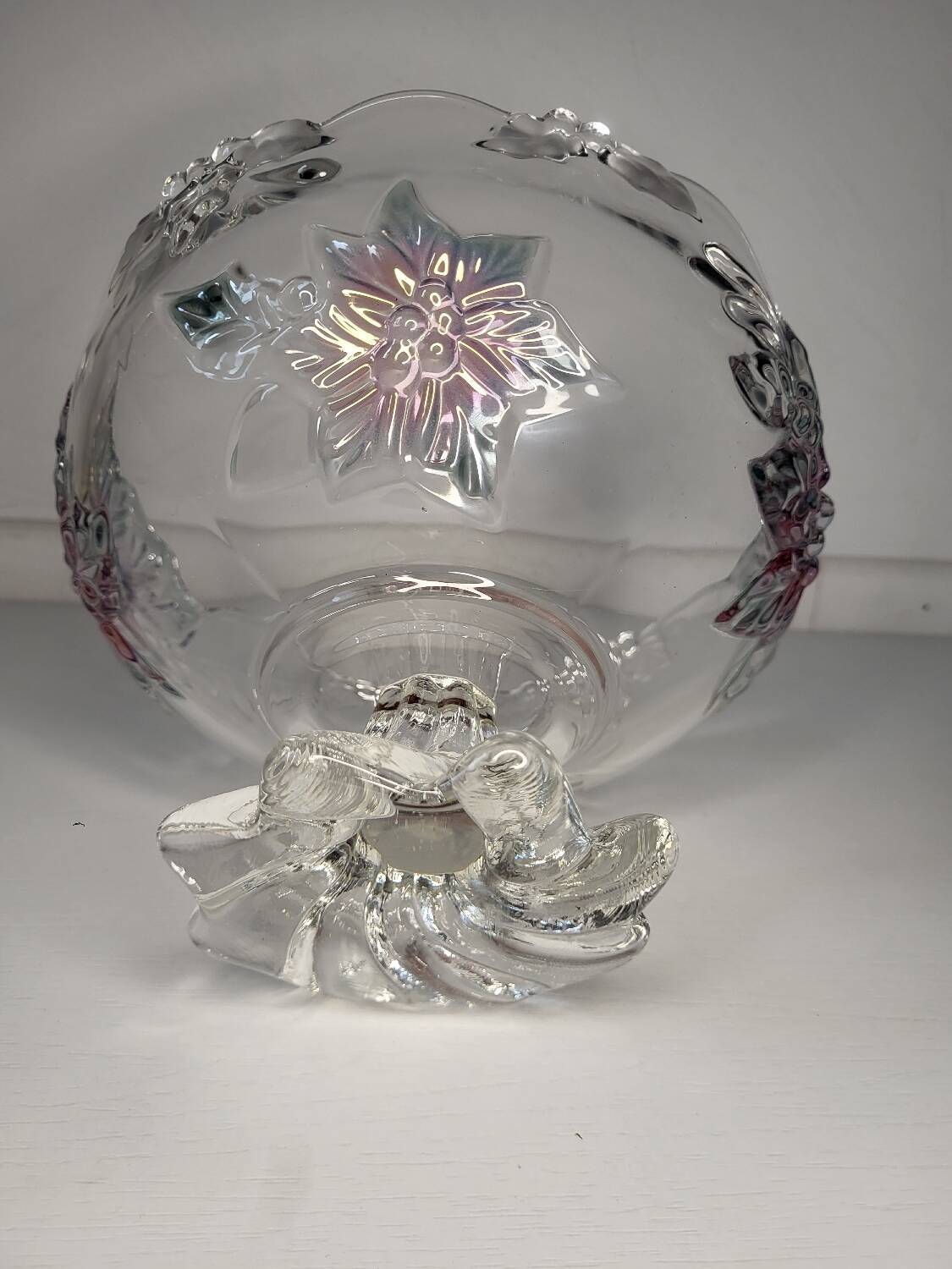 Footed glass fruit bowl