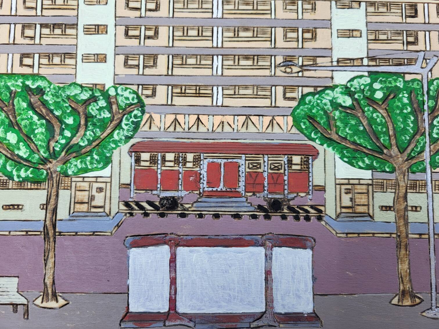 Naive Art painting painting on wood