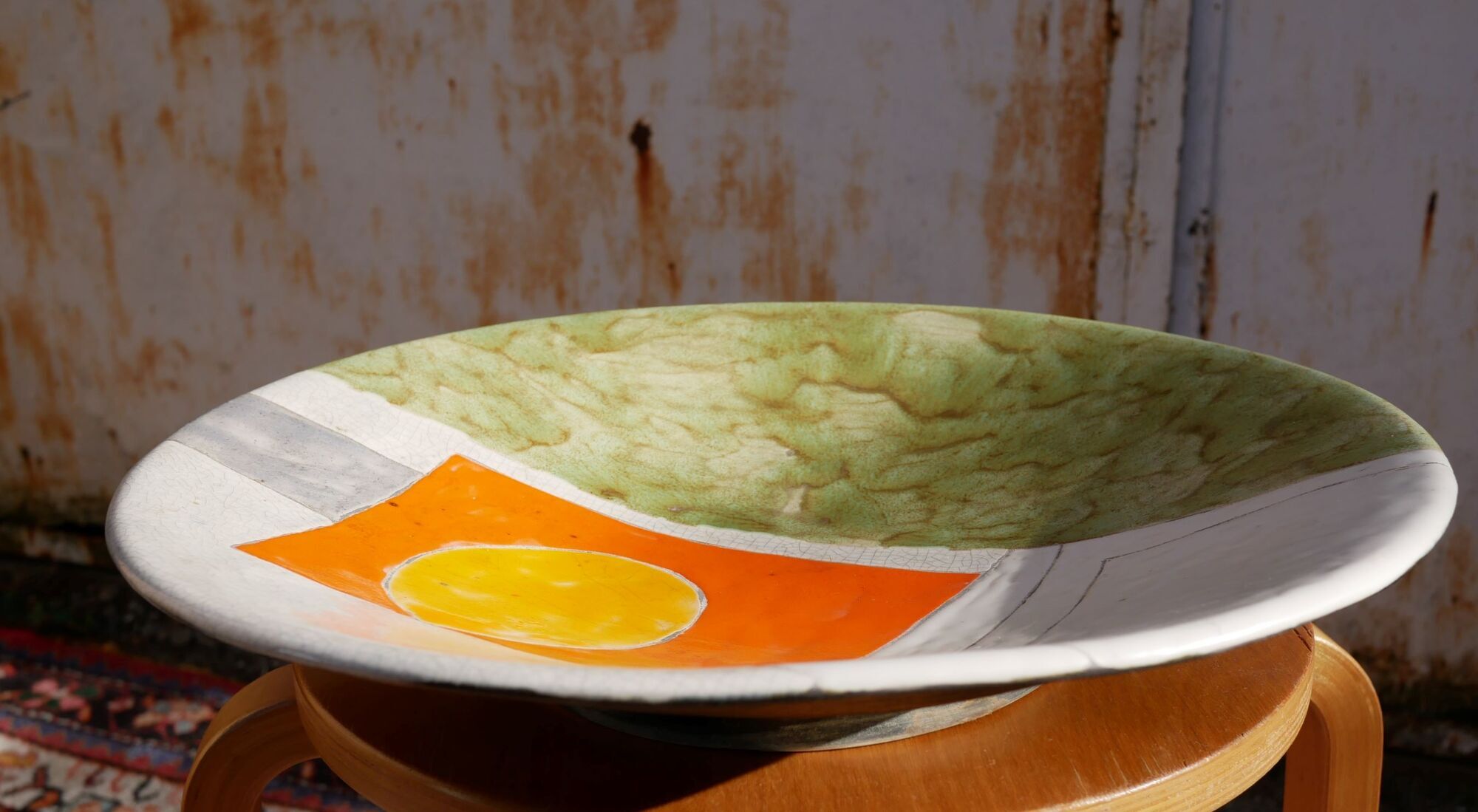 Large dish ceramic Vallauris by G. Valentine the archangels
