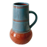 Vintage vase with handle Scandinavian ceramic Nittsjo Sweden