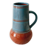 Vintage vase with handle Scandinavian ceramic Nittsjo Sweden