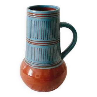 Vintage vase with handle Scandinavian ceramic Nittsjo Sweden