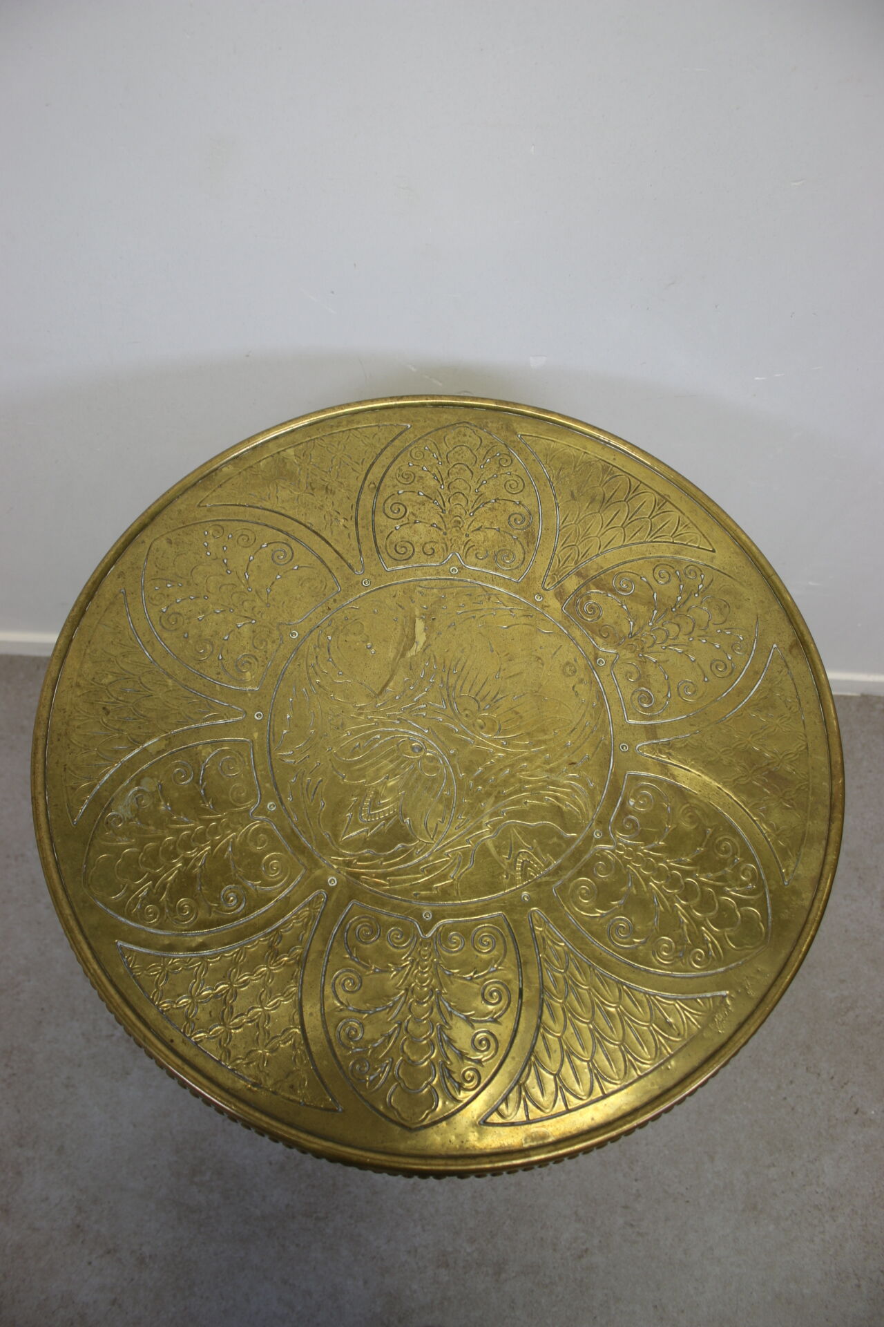 Round copper side table from the 50 years