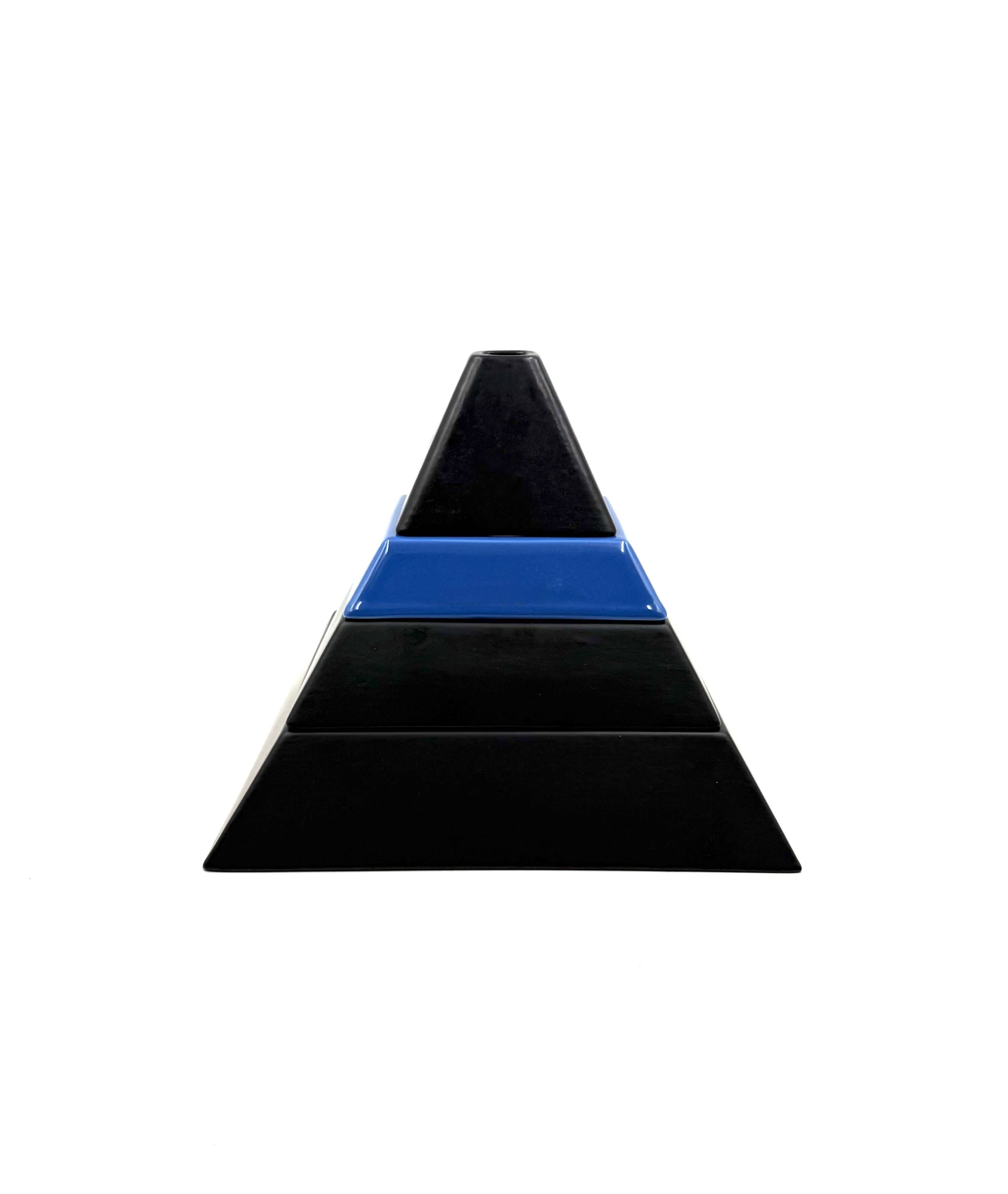 Pyramid shaped stacked ceramic ashtrays / centerpiece Amalgames France 1980