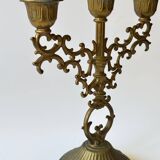 Pair of baroque style brass candlesticks