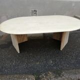 Vintage oval travertine coffee table