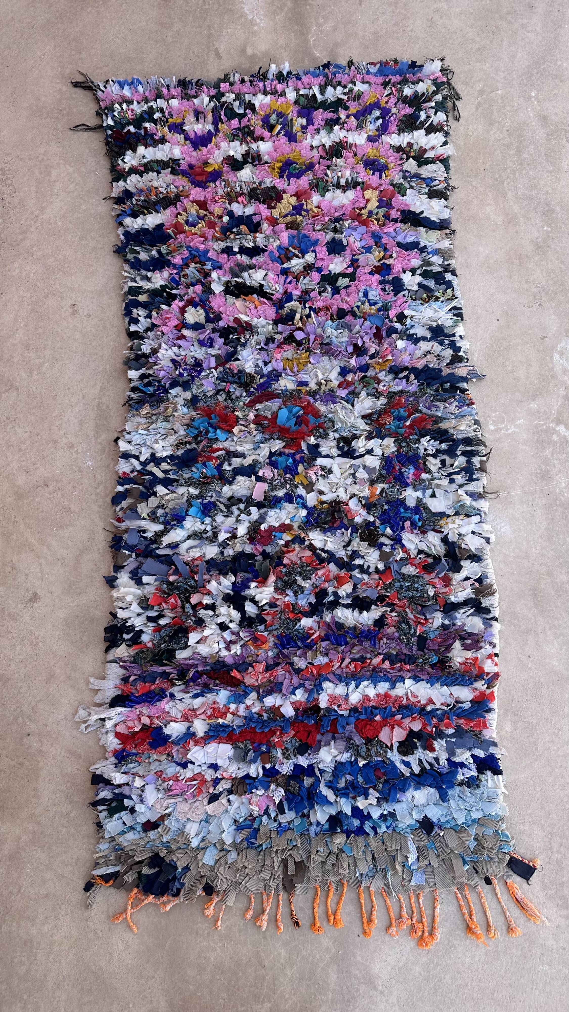 Tapis Berbère Boucherouite coloré - 76 x 176 cm