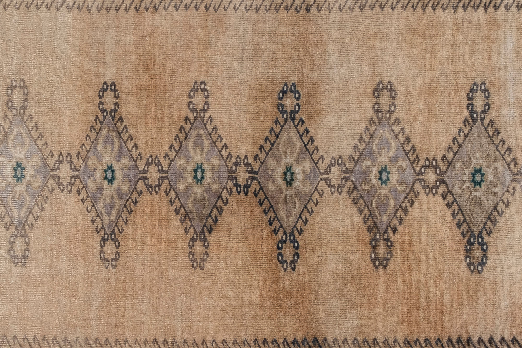 Distressed turkish oushak rug runner with soft color 100 x 228 cm